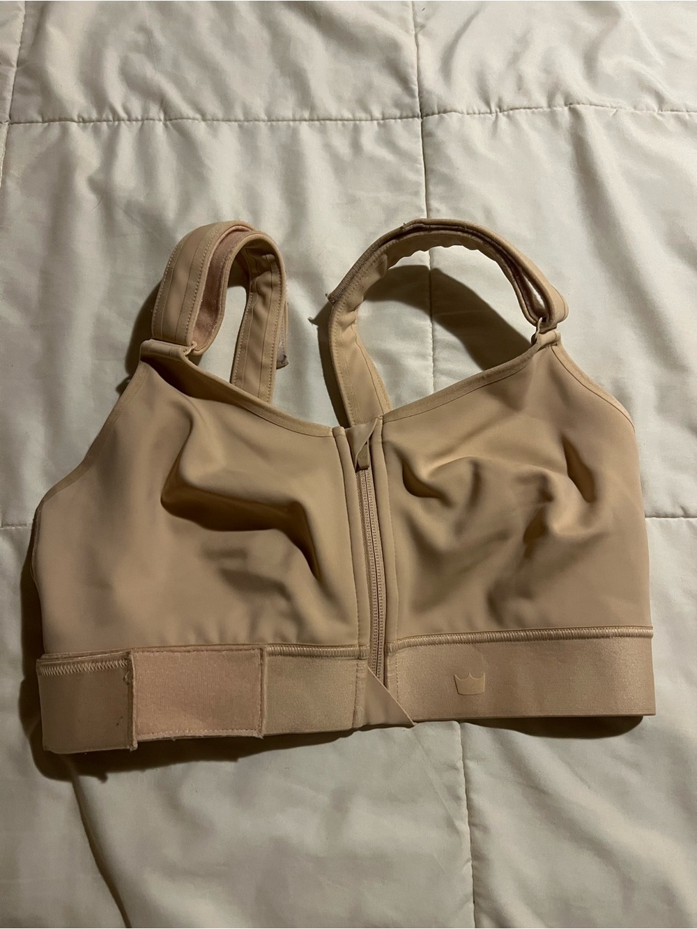 SHEFIT Nude Beige Front-Zip High Support Sports Bra